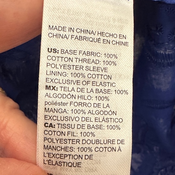 Chico's Cobalt Blue Floral Appliqué Puff-Sleeve Button Up Scoop Neck Blouse -XL - Picture 12 of 15